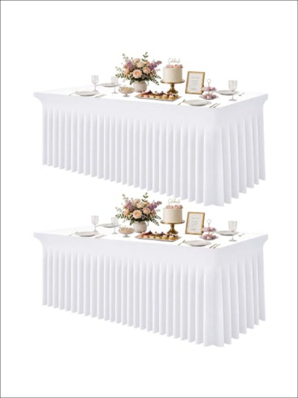 Stretch Tablecloth 6ft Rectangle 2 Pack Fitted Spandex Table Cover